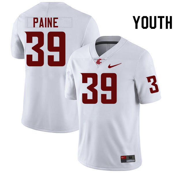 Youth #39 Ashton Paine Washington State Cougars College Football Jerseys Stitched-White